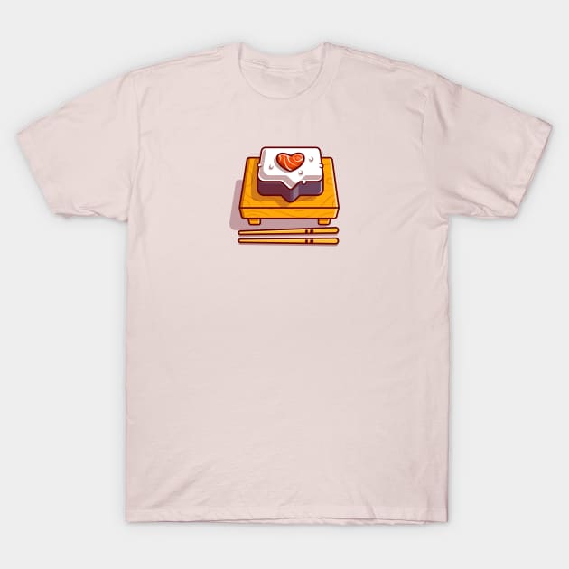 Sushi Love With Chopstick Cartoon T-Shirt by Catalyst Labs